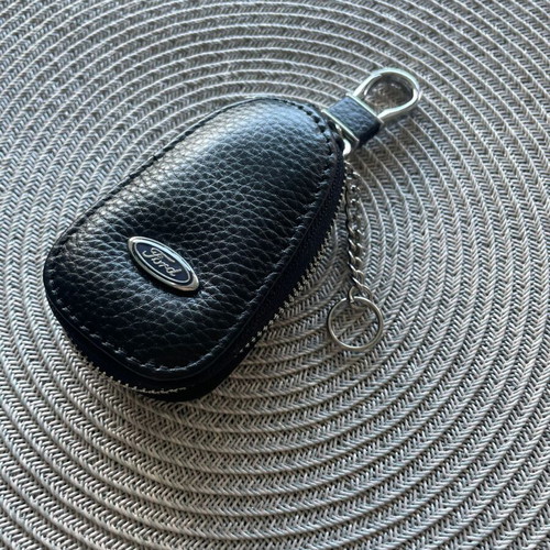 Leather car key cover for Ford new, black luxury design