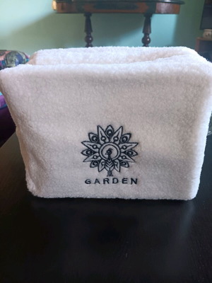 Garden toiletry bag new white furry with plastic lining