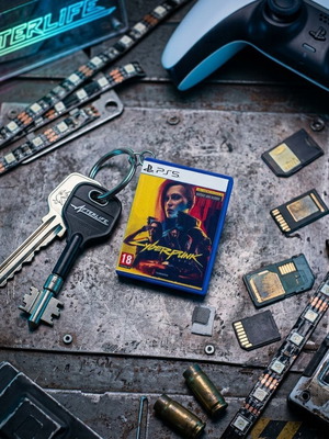Cyberpunk PS5 game box keychain, 3D printed