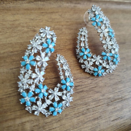 Earrings with zircon and turquoise