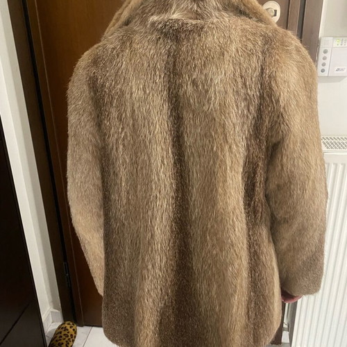 Natural nutria fur coat like new, beige, size S-L