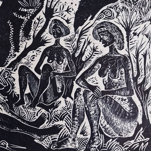 Linocut Spring Girls like new