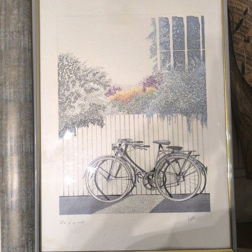 Georg Heine print painting "Bike of my mind" like new, 70x50