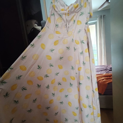 Lemon dress like new, soft pink with lemons