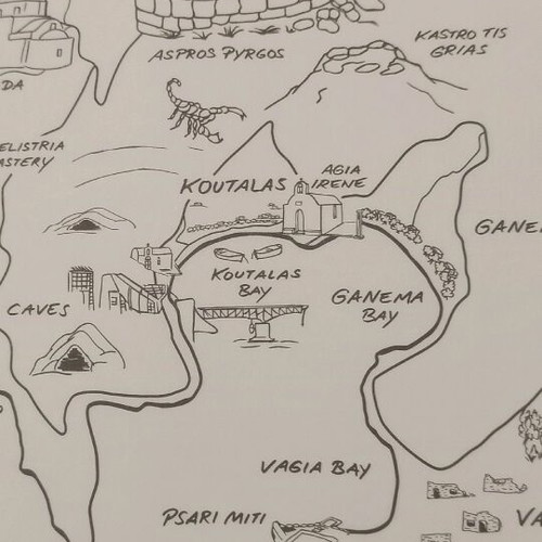 Original Serifos map new on watercolor paper