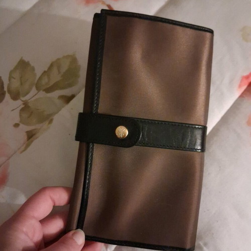 Key wallet new satin fabric black and brown