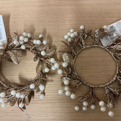 Christmas decorative wreaths rose gold with pearls, new