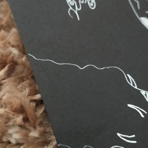 Art piece O Theios Fovos new, handmade with white ink on black paper