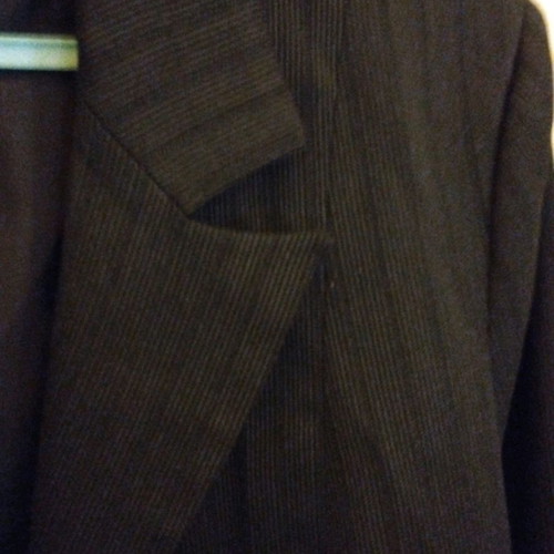 Cossinelle women's long jacket used with very thin stripe size 62 dark green gray