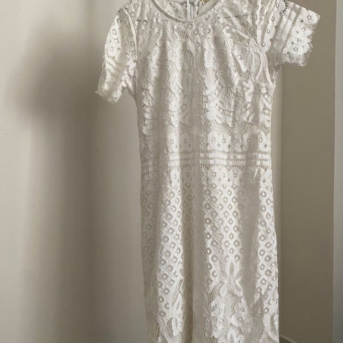 White Crochet Lace Midi Dress G&B M/L Like New