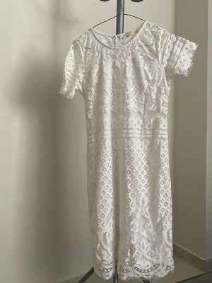 White Crochet Lace Midi Dress G&B M/L Like New