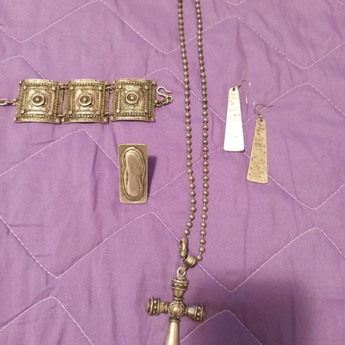 Alpaca jewelry set silver tone boho ethnic new