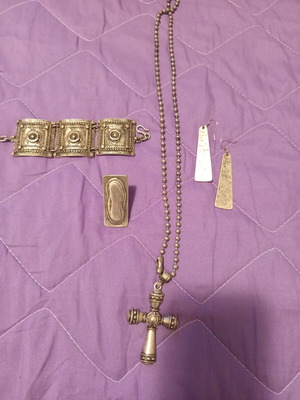 Alpaca jewelry set silver tone boho ethnic new
