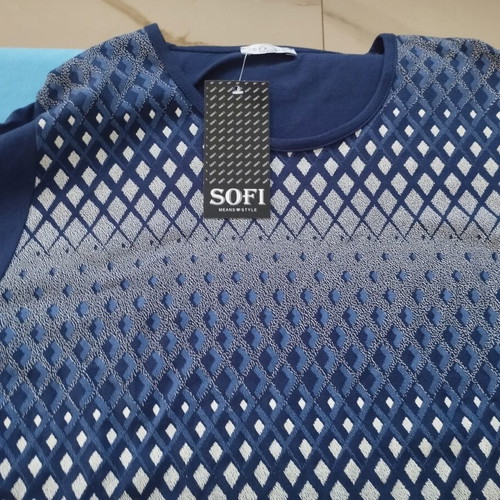 Sofi Blue Geometric Blouse XL new with tags