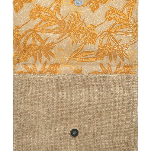 Woven clutch bag brown/mustard new with gold details