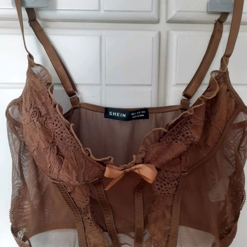 Shein lace bustier brown like new, size S
