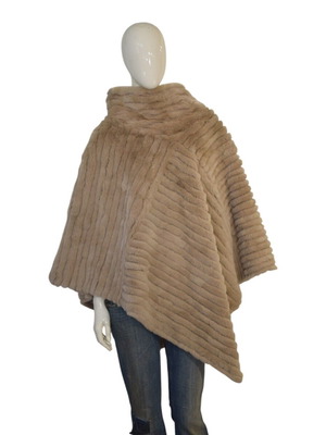 Armani Collezioni Rabbit Fur Poncho Cape Taupe Beige IT 44 US 8