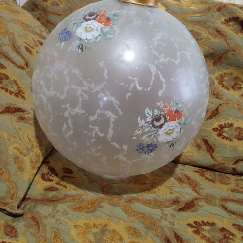 Ceiling light with frosted glass and flowers used