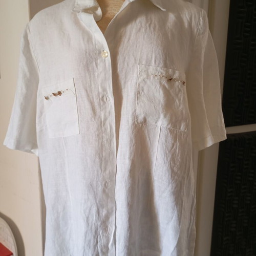 Linen women's shirt size L/XL, white