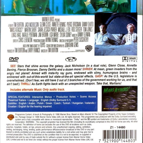 Mars Attacks! DVD used with subtitles