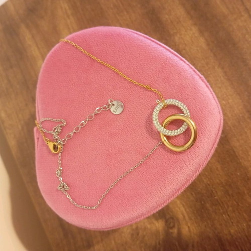 Steel pendant necklace gold and silver, new