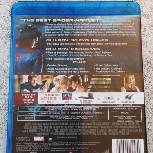 The Amazing Spider-Man Blu-Ray 2D and 3D with Greek subtitles