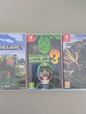 Luigi's Mansion 3, Monster Hunter Rise, Minecraft used for Nintendo Switch
