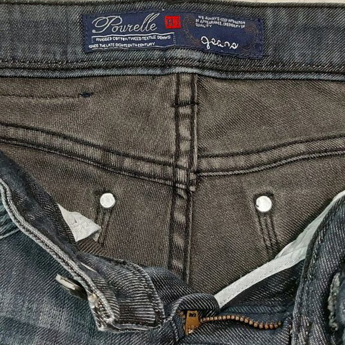 Jean elastic pants with rhinestones, size small, black-gray