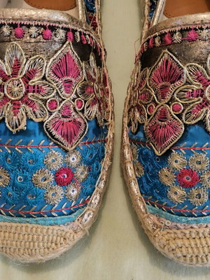Migato women's espadrilles new, multicolor with embroidery, size 37