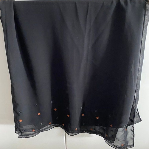 Black scarf with embroidered details like new