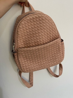 Light Pink Woven Backpack – Good Condition