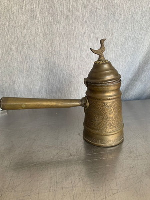 Coffee cezve old used, copper and brass