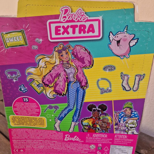 Mattel Barbie GRN28 Extra Fluffy Pink Jacket with Unicorn Big new