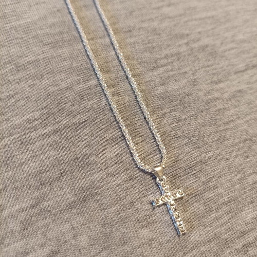 Women's silver cross necklace new with zircon stones