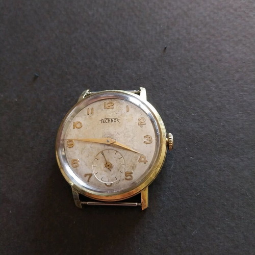 Technos men's wind-up watch used, vintage 1960s