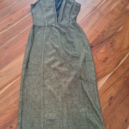 Rare London midi dress gold glitter size Small like new