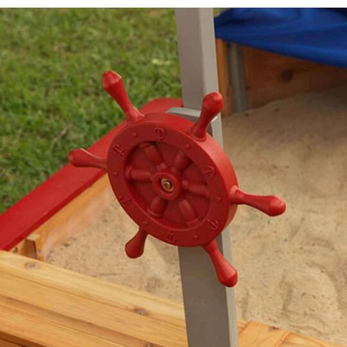 KidKraft Pirate Sandboat wooden sandbox for kids
