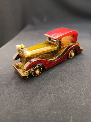 Vintage wooden handmade Rolls Royce toy car used, decorative