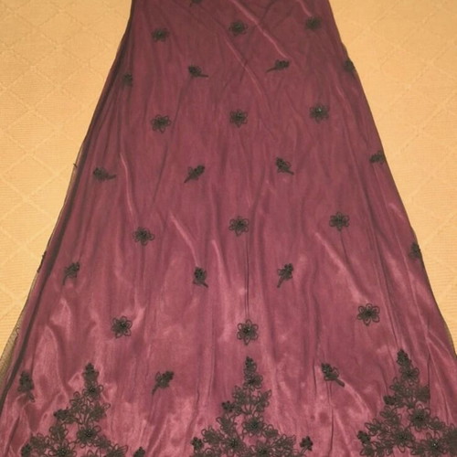 Evening dress Raxevsky satin with black tulle and embroidered lace like new