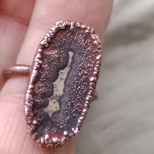 Copper ring electroforming, like new, size 56-58, brown