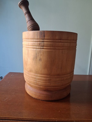 Large wooden mortar and pestle