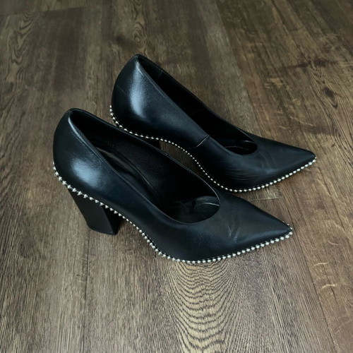 Makis Kotris leather pumps used with studs, size 38, black and silver