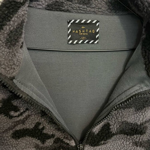 Hashtag Fleece Jacket With Zipper Army Grey 12y used