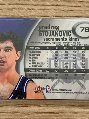 Κάρτα Peja Stojakovic Sacramento Kings NBA Fleer 2000-01 ΠΑΟΚ
