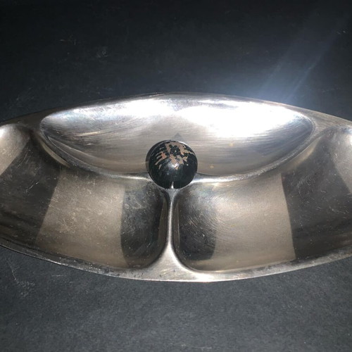 Vintage metal serving platter for nuts used
