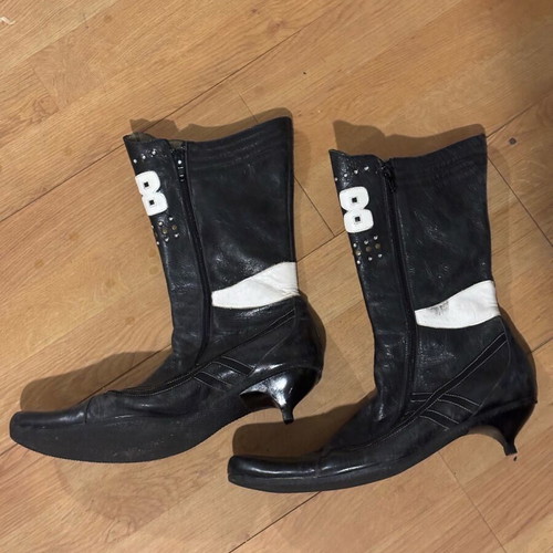 Leather cowboy boots Tsakiris Mallas used, size 42, black with gold