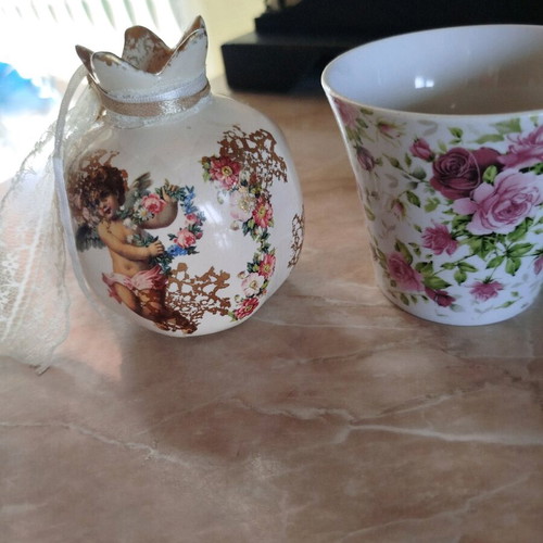 Vintage style pomegranate bibelot angel used