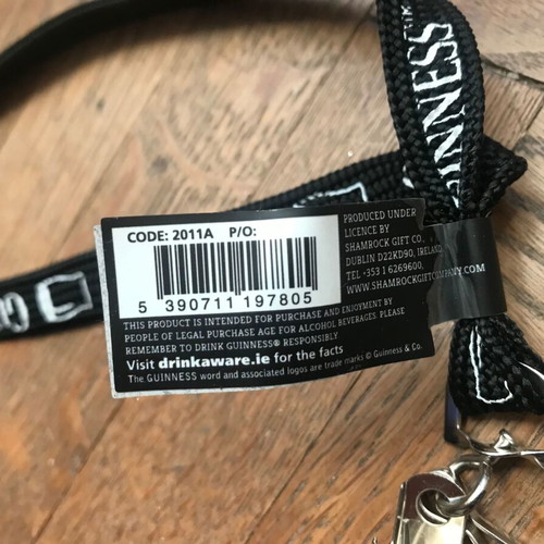 Guinness lanyard collectible new, official merchandise for keys and cards