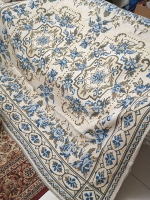Vintage large rihthari kouverli with embossed floral pattern, used