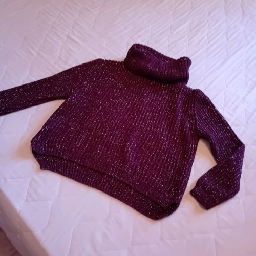 Zara turtleneck sweater new with silver details, red